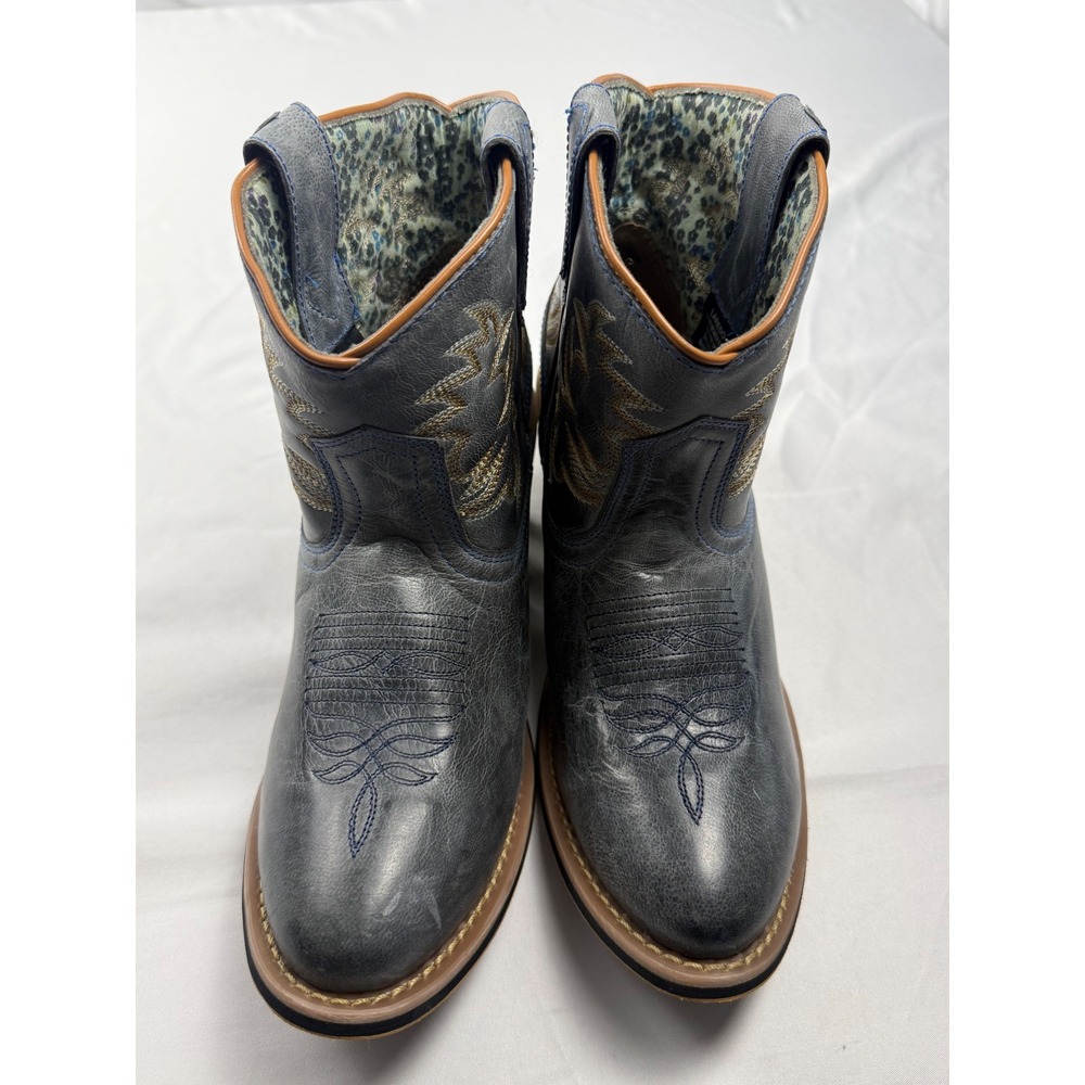 Laredo Women's 8.5 M Blue Leather Western Cowboy Ankle Boots Embroidered - Picture 10 of 10